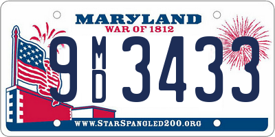 MD license plate 9MD3433