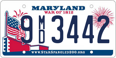 MD license plate 9MD3442