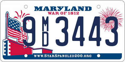 MD license plate 9MD3443