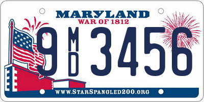 MD license plate 9MD3456