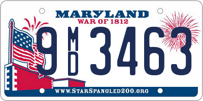 MD license plate 9MD3463