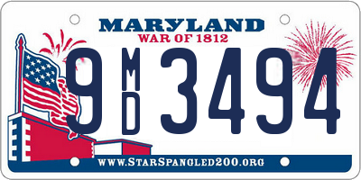 MD license plate 9MD3494