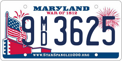 MD license plate 9MD3625