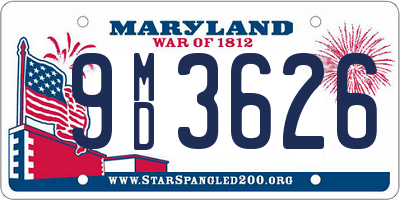 MD license plate 9MD3626