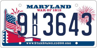 MD license plate 9MD3643