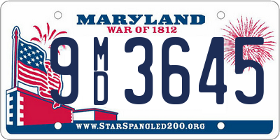 MD license plate 9MD3645