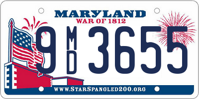 MD license plate 9MD3655