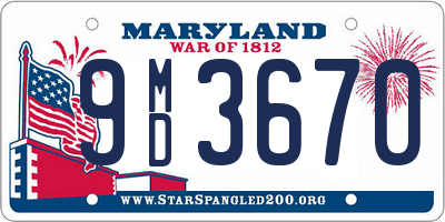 MD license plate 9MD3670