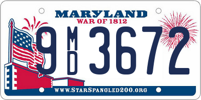 MD license plate 9MD3672