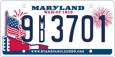 MD license plate 9MD3701