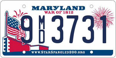 MD license plate 9MD3731