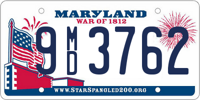 MD license plate 9MD3762