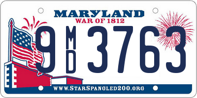 MD license plate 9MD3763