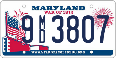 MD license plate 9MD3807