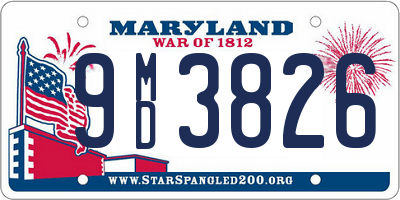 MD license plate 9MD3826