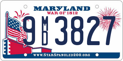 MD license plate 9MD3827