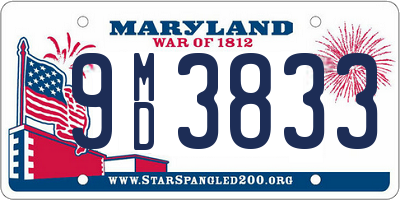 MD license plate 9MD3833