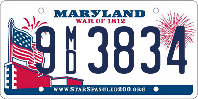 MD license plate 9MD3834