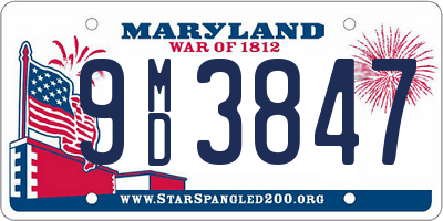 MD license plate 9MD3847