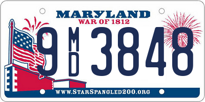 MD license plate 9MD3848