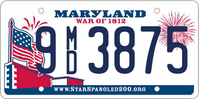 MD license plate 9MD3875