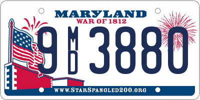 MD license plate 9MD3880