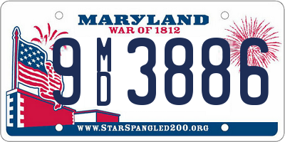 MD license plate 9MD3886