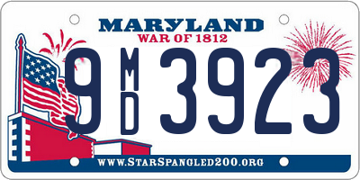 MD license plate 9MD3923