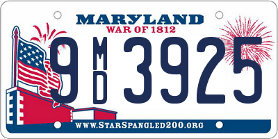 MD license plate 9MD3925