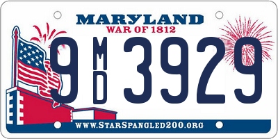 MD license plate 9MD3929