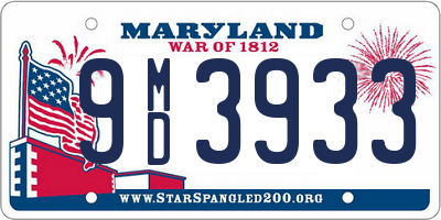 MD license plate 9MD3933