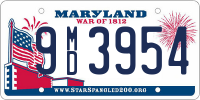 MD license plate 9MD3954