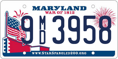 MD license plate 9MD3958