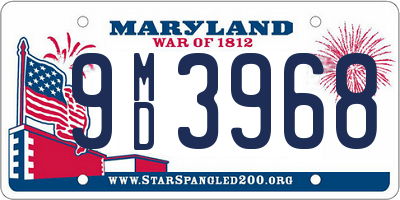 MD license plate 9MD3968