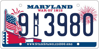 MD license plate 9MD3980