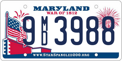 MD license plate 9MD3988