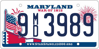 MD license plate 9MD3989