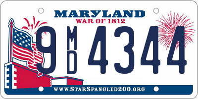 MD license plate 9MD4344