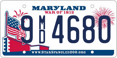 MD license plate 9MD4680