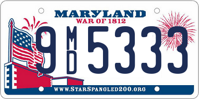 MD license plate 9MD5333