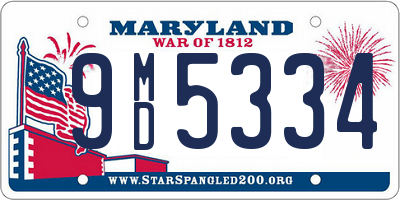 MD license plate 9MD5334