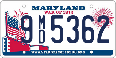 MD license plate 9MD5362