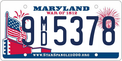 MD license plate 9MD5378