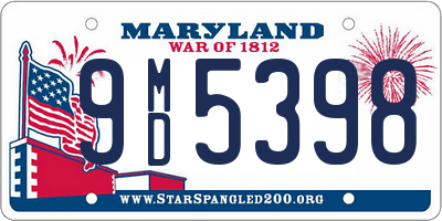 MD license plate 9MD5398