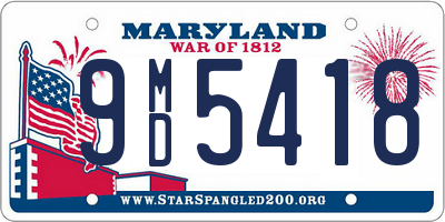 MD license plate 9MD5418