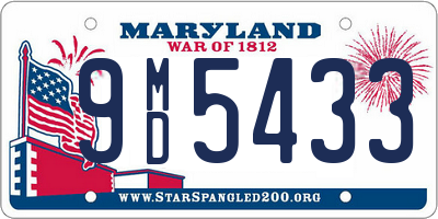 MD license plate 9MD5433