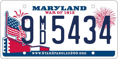 MD license plate 9MD5434