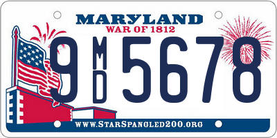 MD license plate 9MD5678