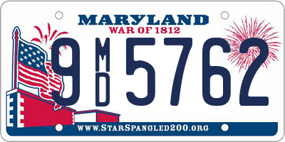 MD license plate 9MD5762