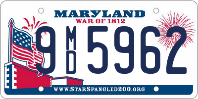 MD license plate 9MD5962